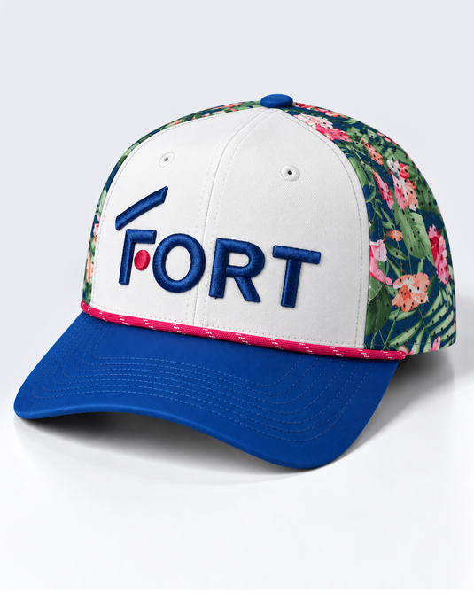 FORT Floral Hat Navy Logo